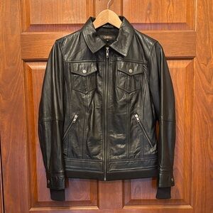 Butter Soft Sheepskin Leather Jacket with Ribbed Detail